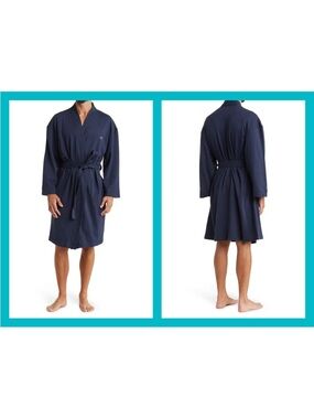 NWT Tommy Bahama ~ Size L/XL Bath/Lounge Men's 3/4 Sleeve Long Wrap Robe Blue